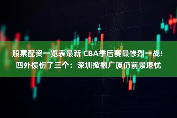股票配资一览表最新 CBA季后赛最惨烈一战! 四外援伤了三个：深圳掀翻广厦仍前景堪忧